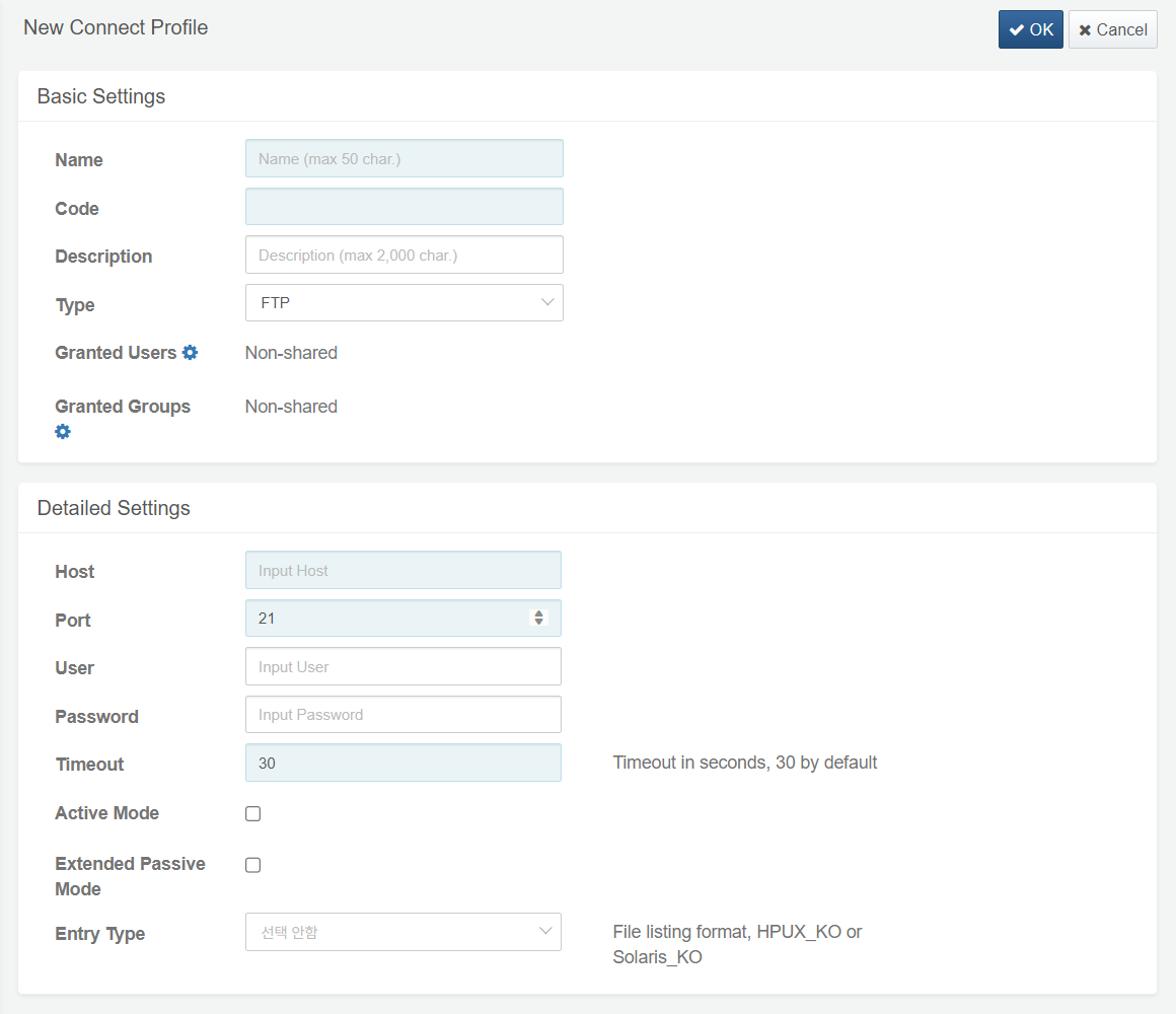 Create FTP Connect Profile