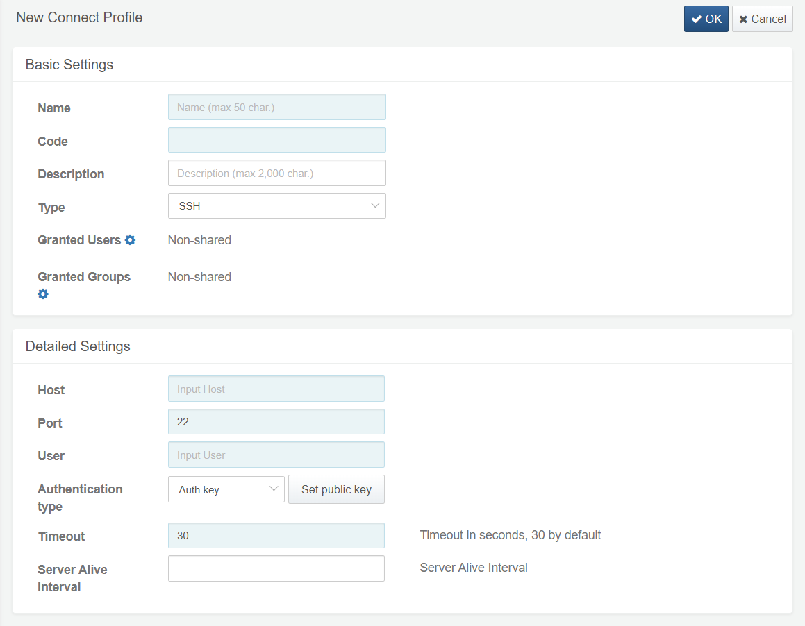 Create SSH Connect Profile