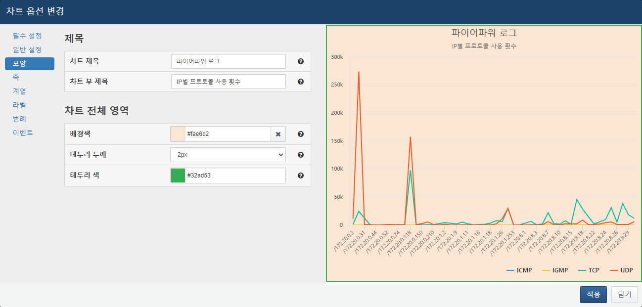 Chart Appearance Settings Input