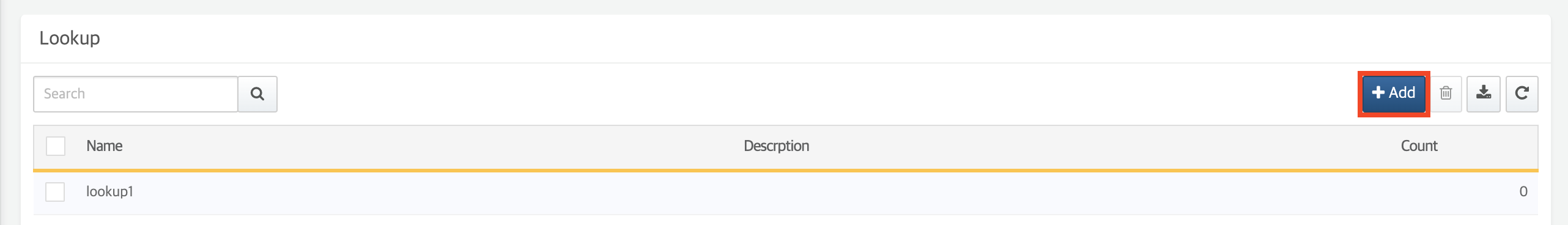 Lookup toolbar - Add button