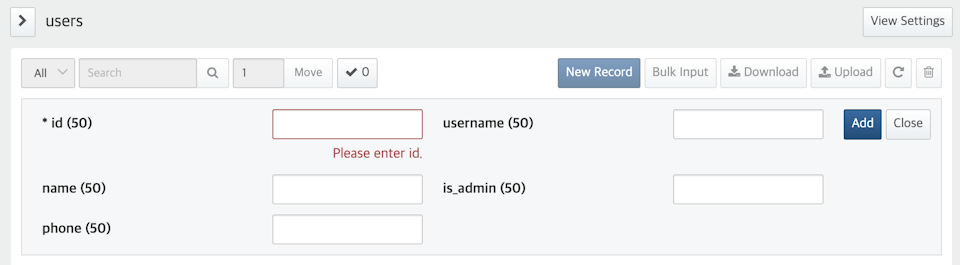 Error message example