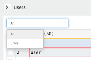 Record filter options