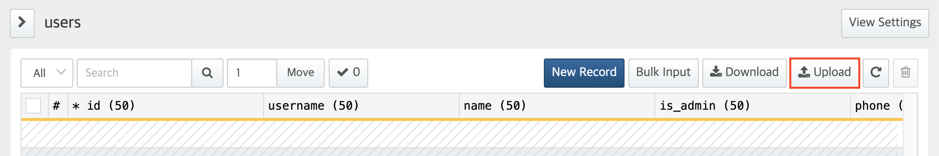 Upload button
