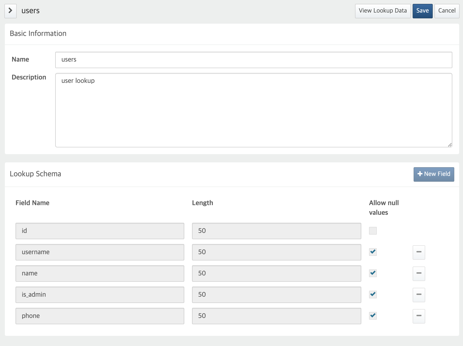 Edit basic information of lookup