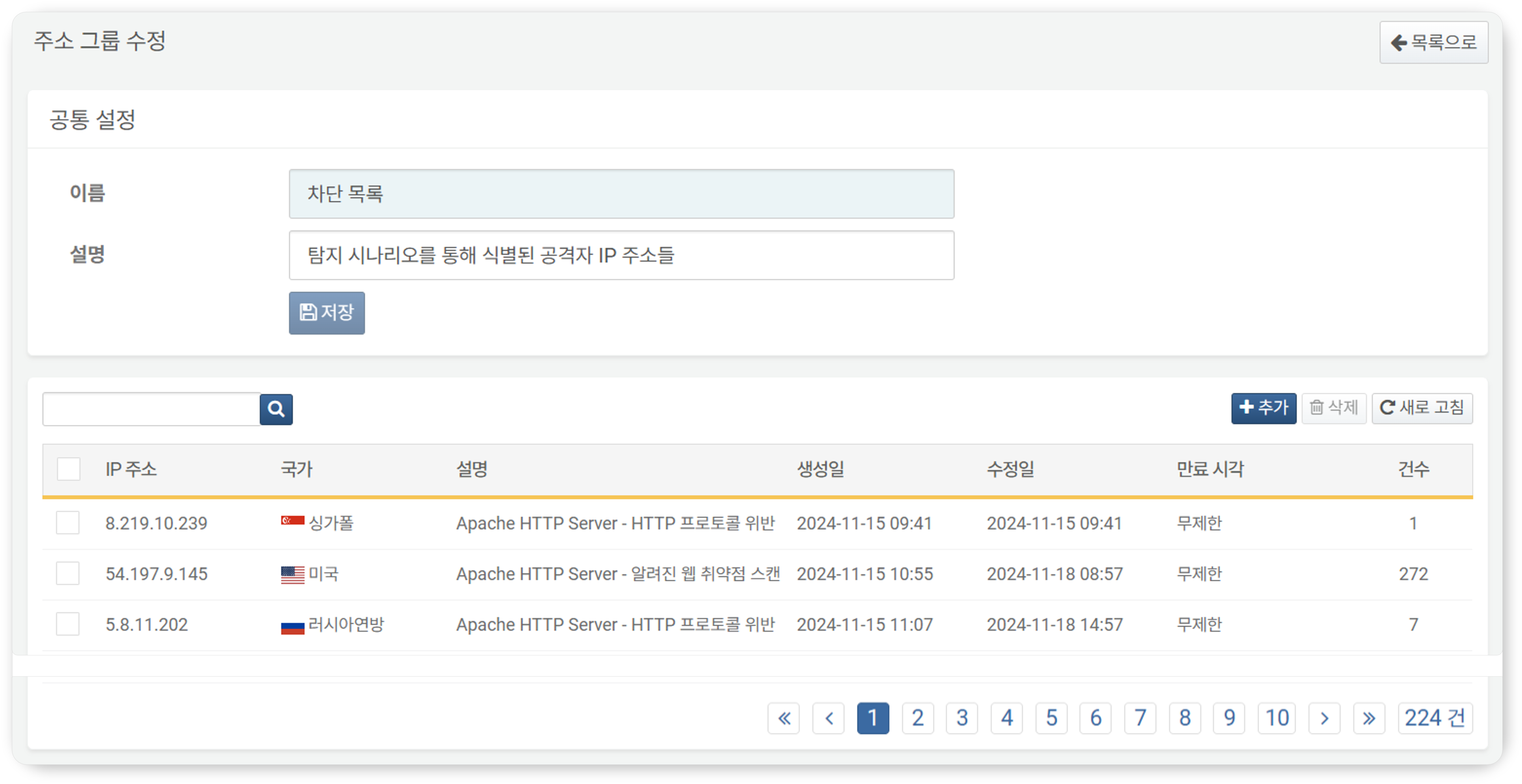 View IP Address List in Modify Address Group Screen