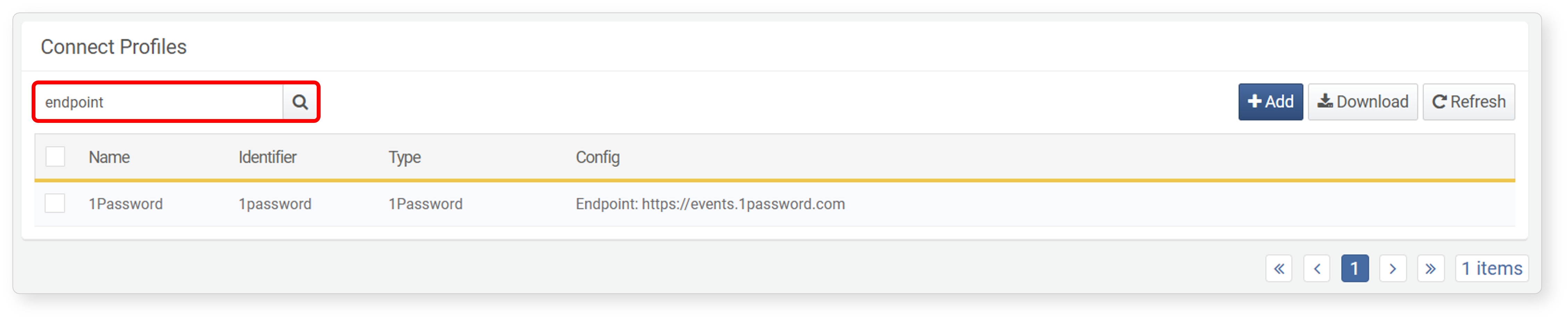 'Endpoint' Connect Profile Search Result
