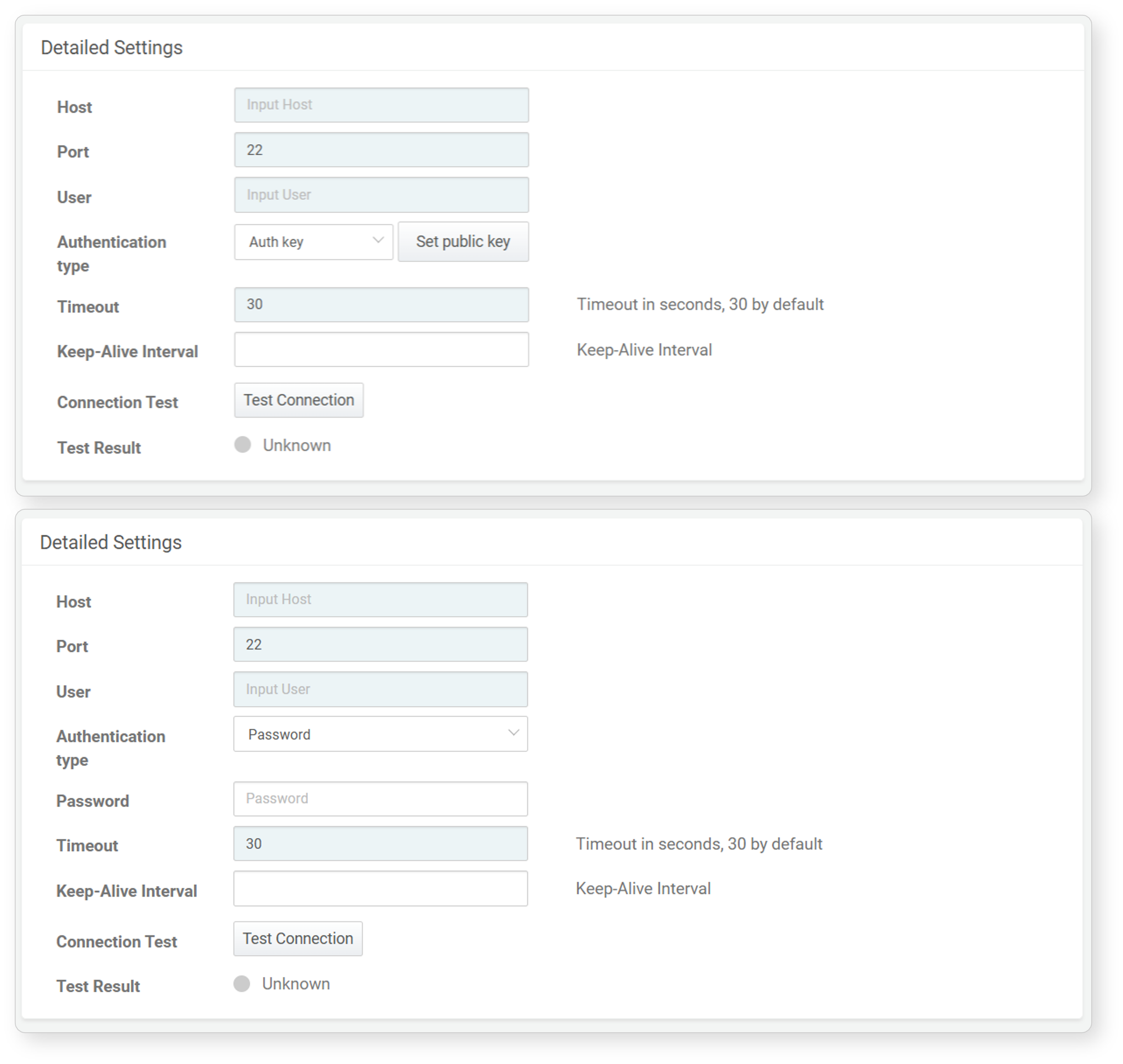 Detailed Settings When Type is SSH