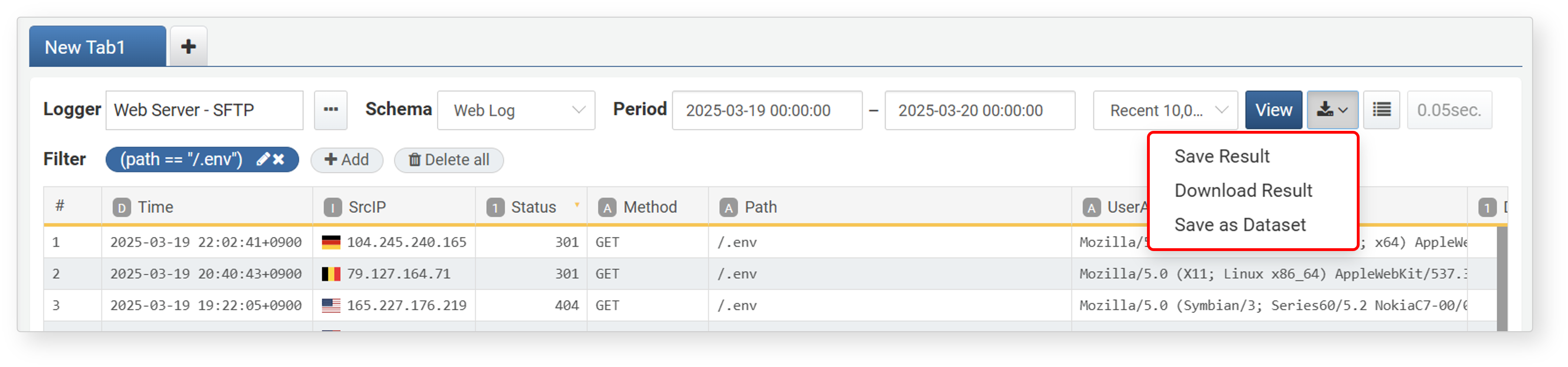 Save Query Results, Download, Save as Dataset