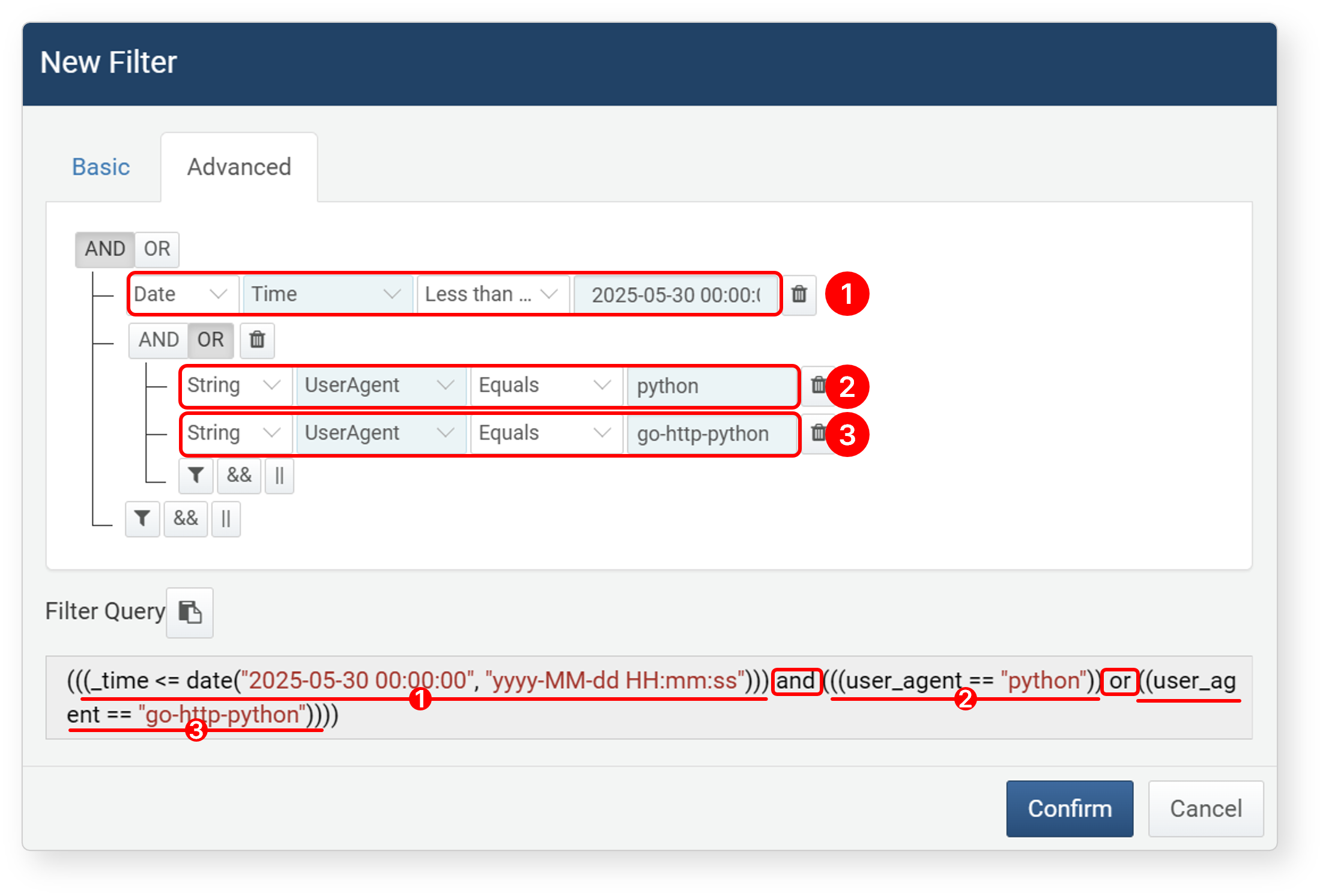 Add Filter - Advanced