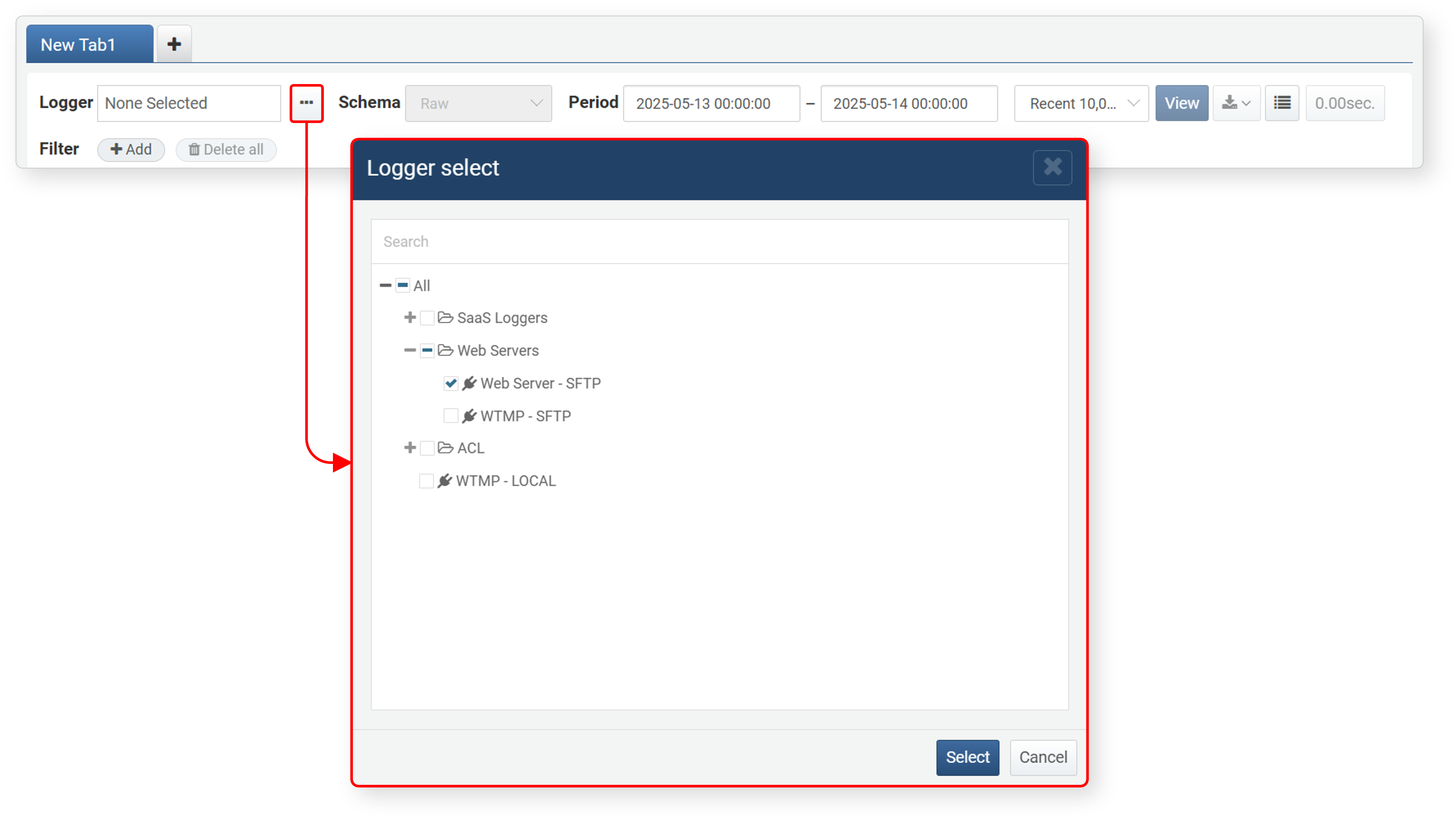 Log Search - Logger Filter