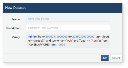 Save Log Search Results as Dataset