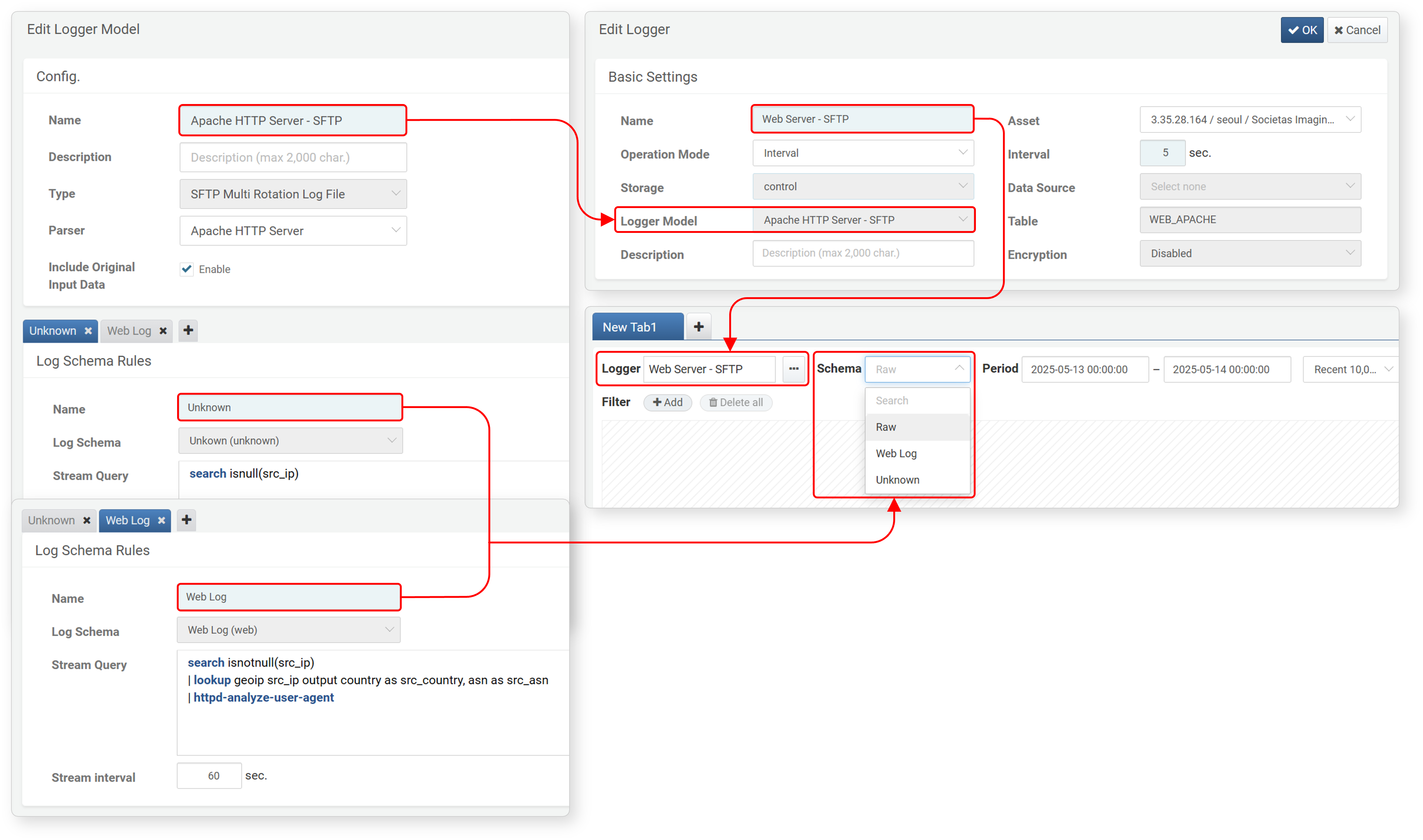 Log Search - Normalization Rules, Logger Schema Filter