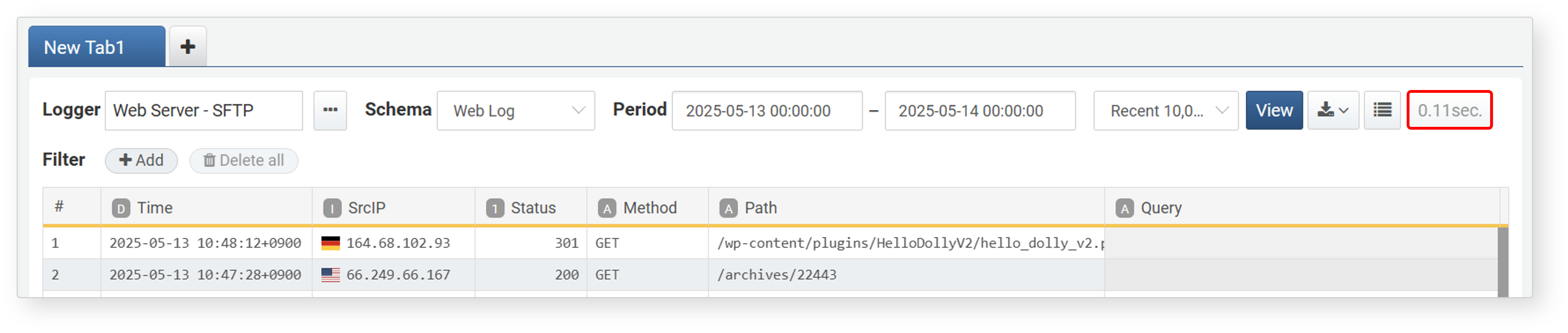 Log Search Duration Check