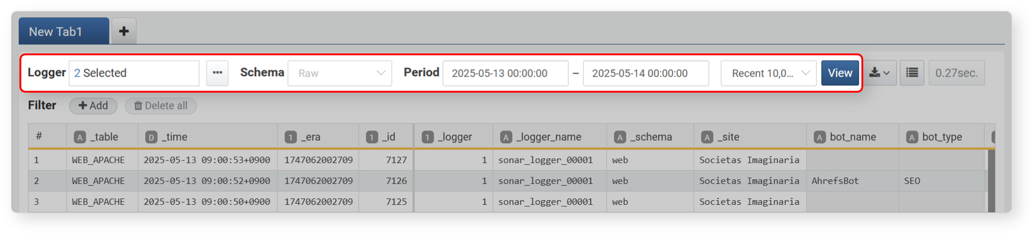 Log Toolbar