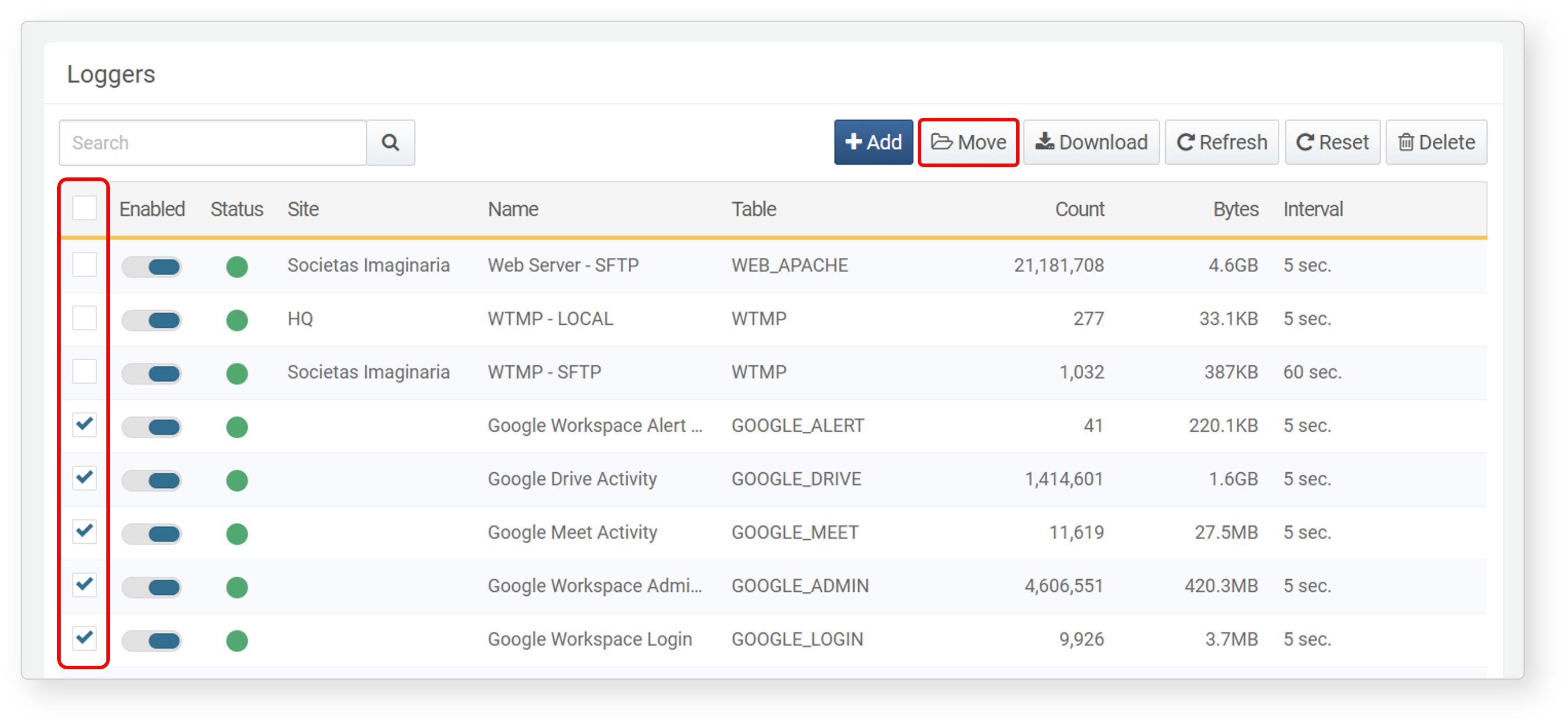 Change Logger Group - logger to move