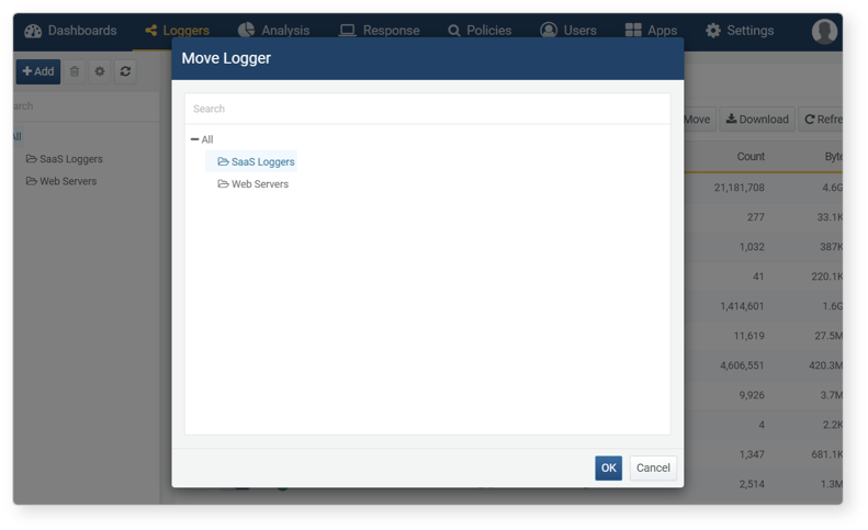 Change Logger Group - logger to move
