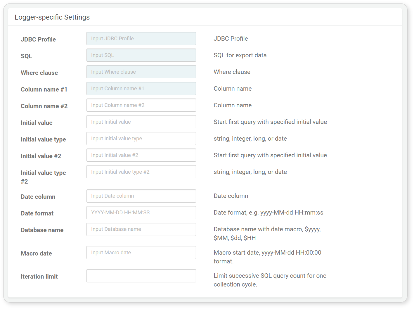 Logger settings - JDBC