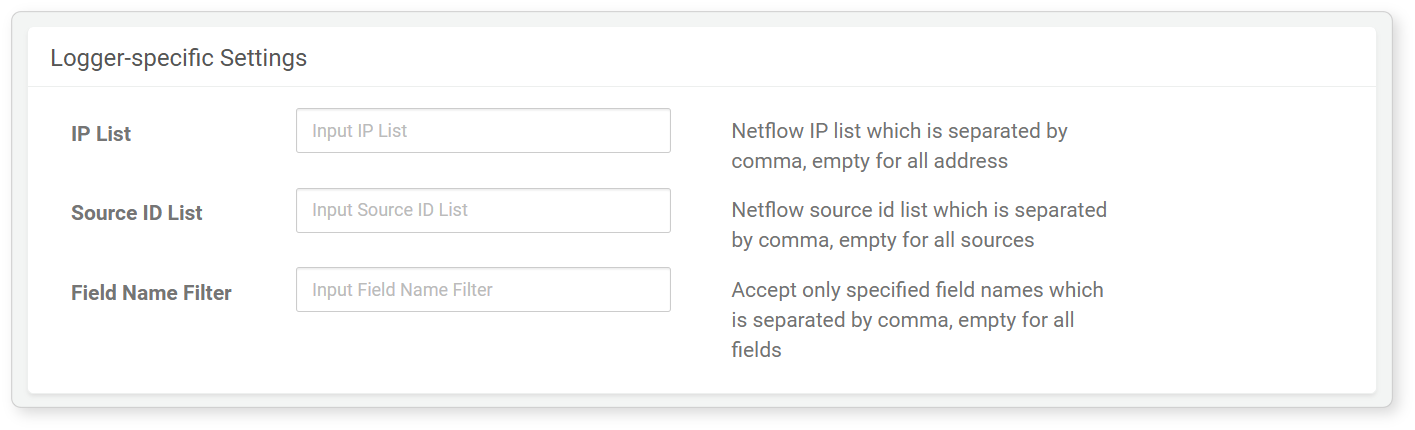 Logger settings - NetFLow