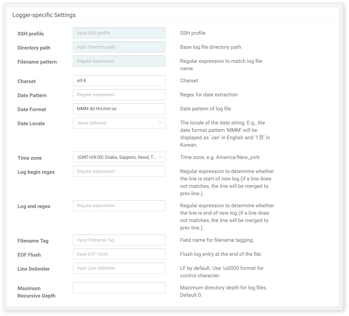 Logger settings - SFTP Multi-Rotation Log File