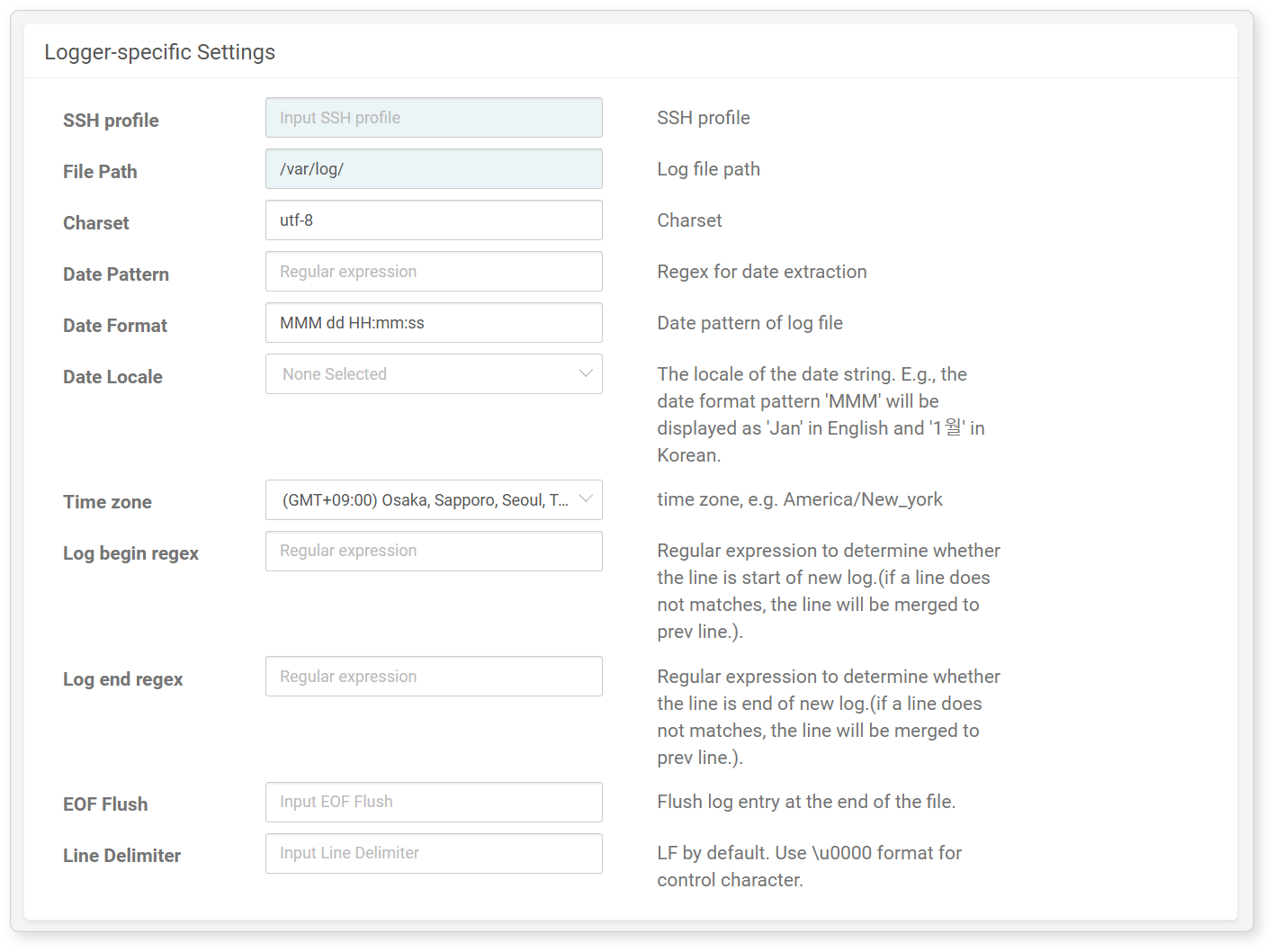 Logger settings - SFTP Rotation Log File