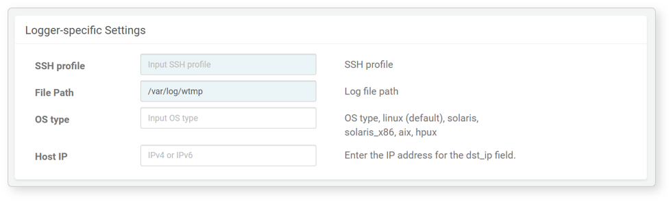 Logger settings - SFTP WTMP File