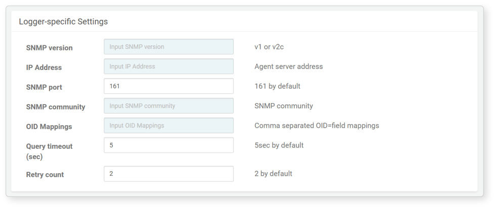 Logger settings - SNMP GET