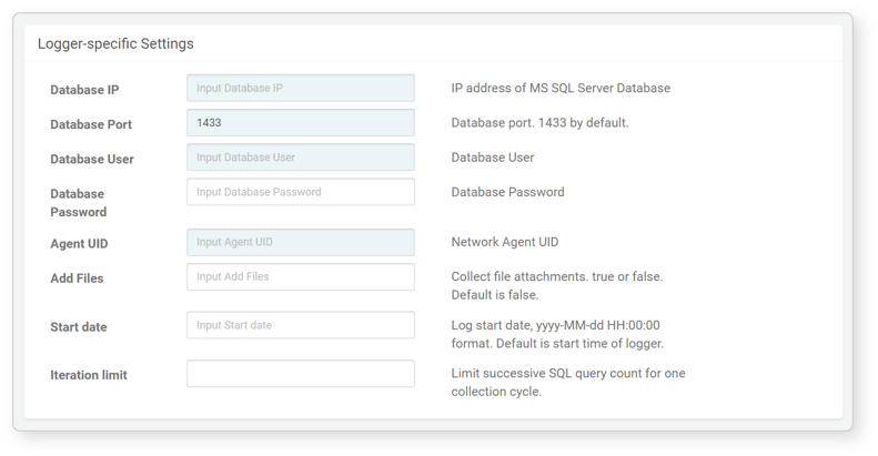 Logger settings - WebKeeper
