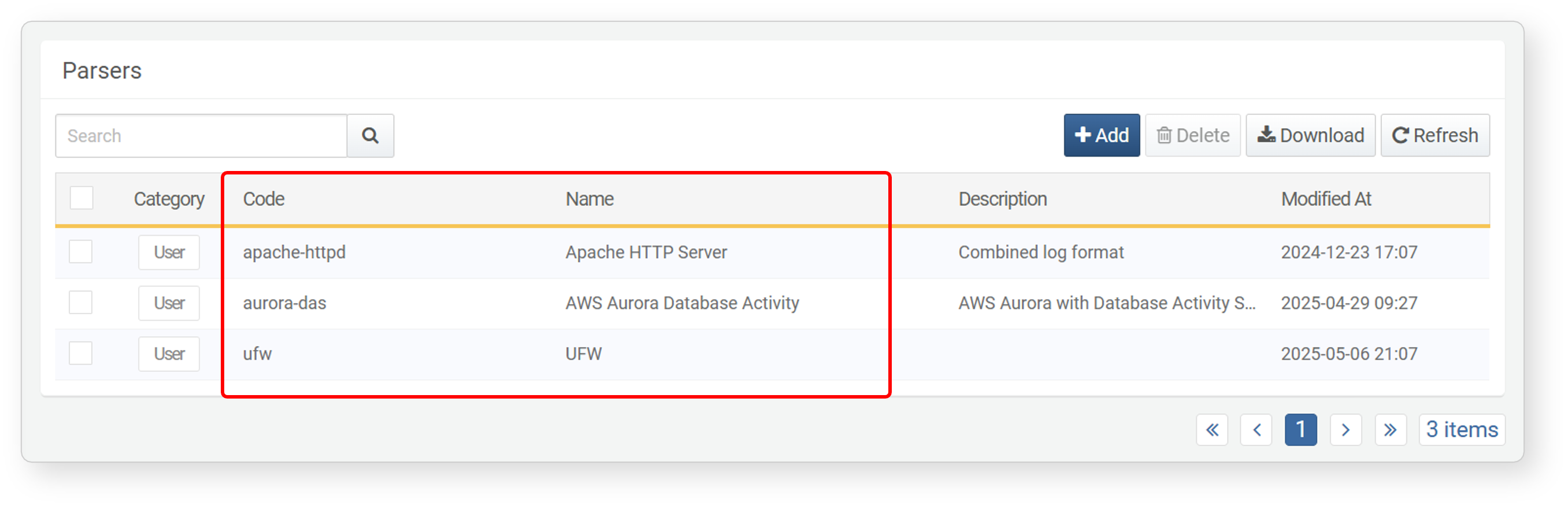 Select parser to edit - Identifier or Name