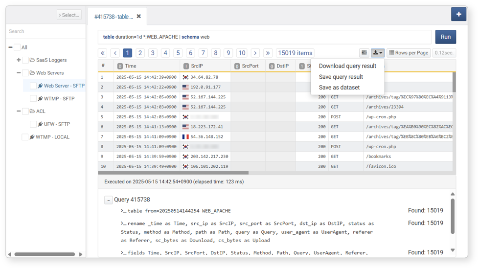 Query Execution Screen