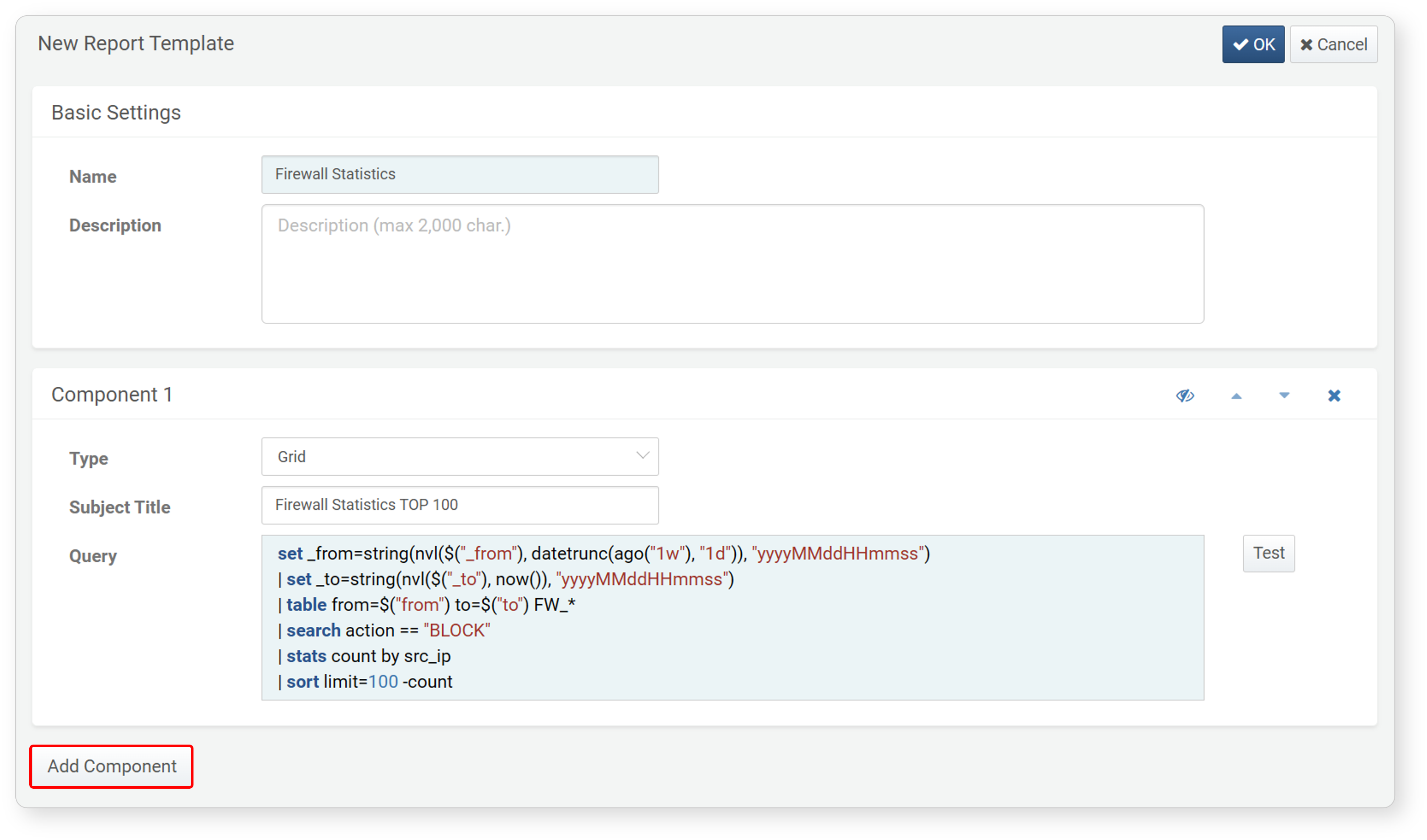 Report Template - Add Component