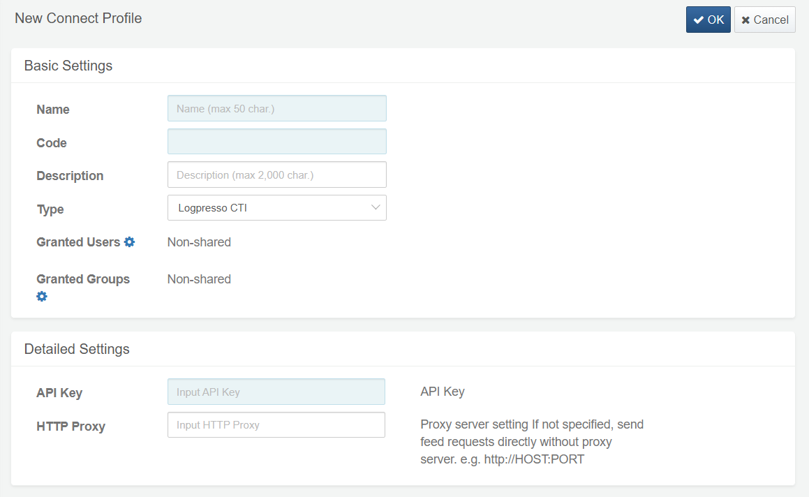 Create Logpresso CTI Connect Profile