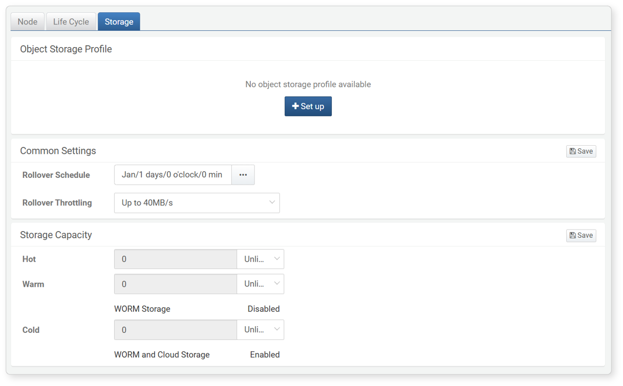 Object storage profile