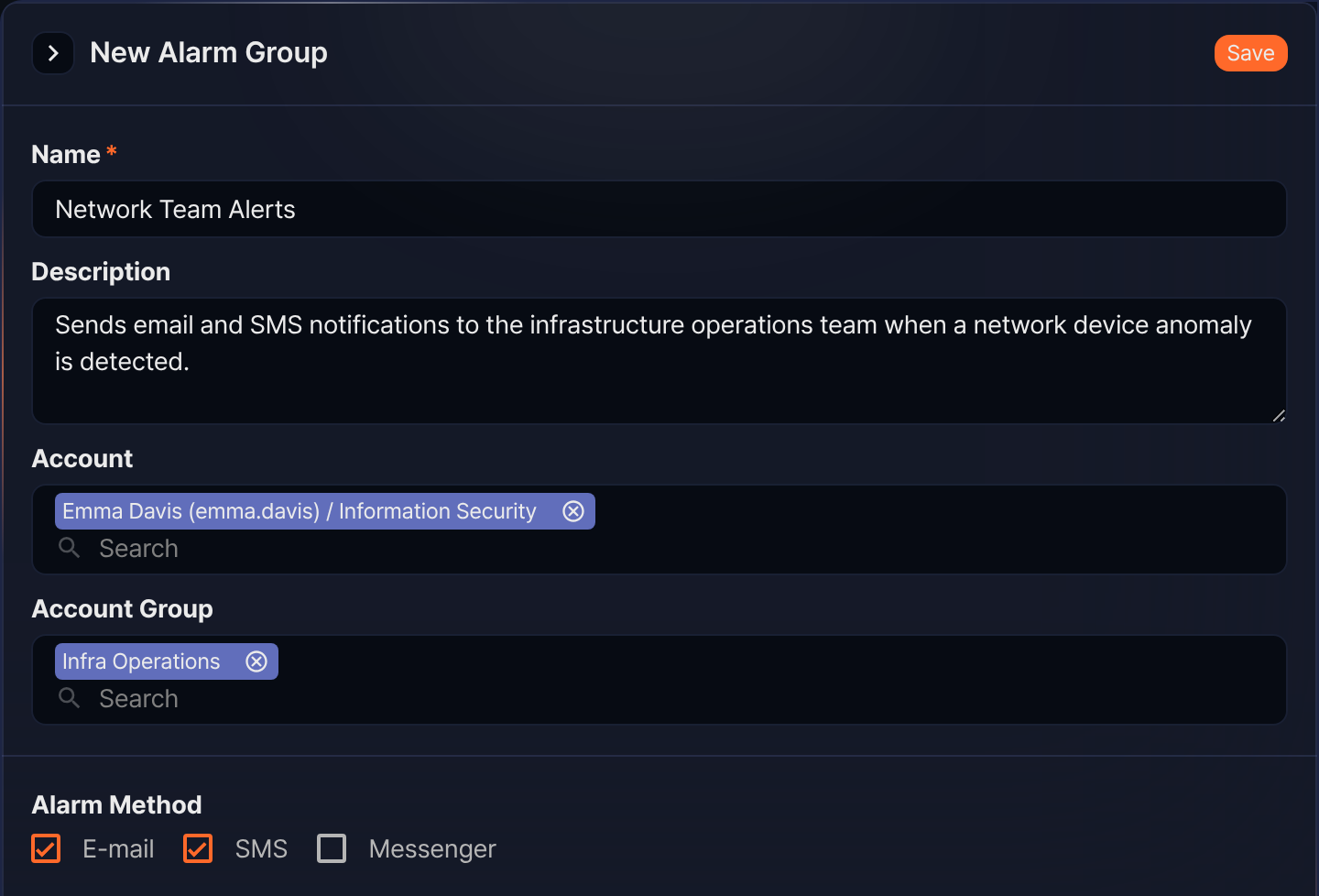 Add an alarm group