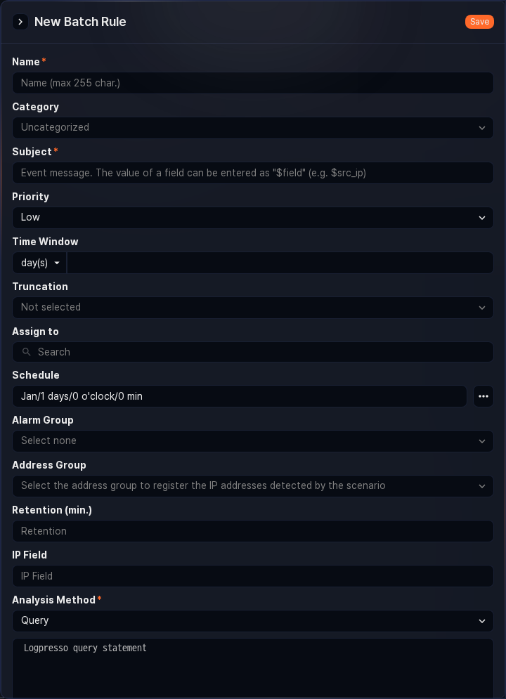 Batch rule basic settings