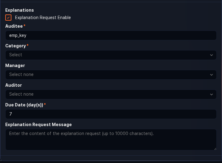Batch rule explanation settings