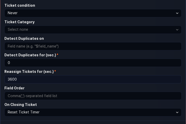 Batch rule advanced settings