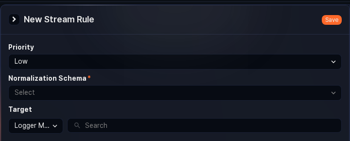 Stream rule detection target settings