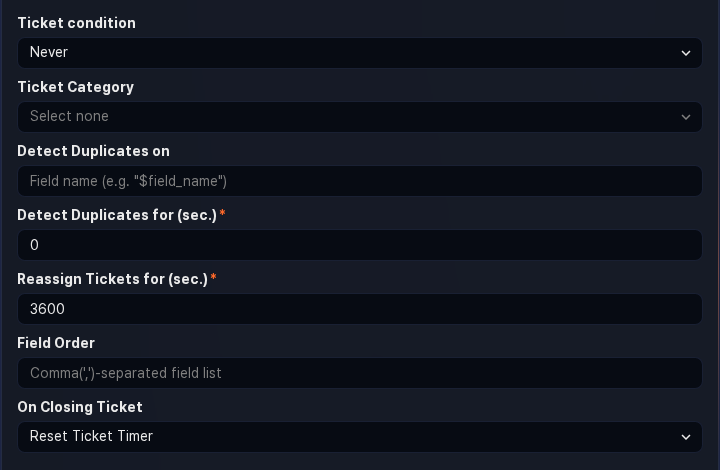 Stream rule advanced settings
