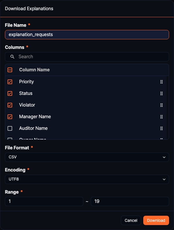 Download explanation list