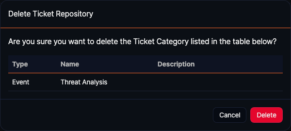 Delete ticket repository confirmation