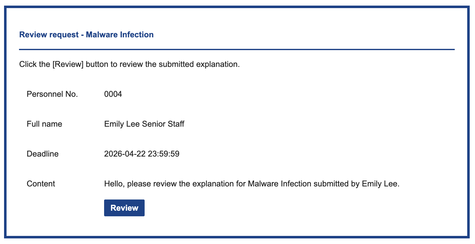 Explanation review email