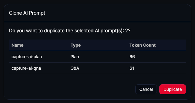 Duplicate AI prompt