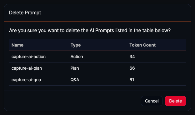 Delete AI prompt