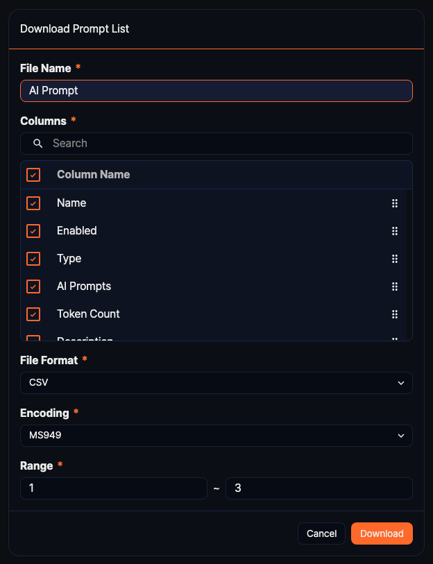 Download prompt list