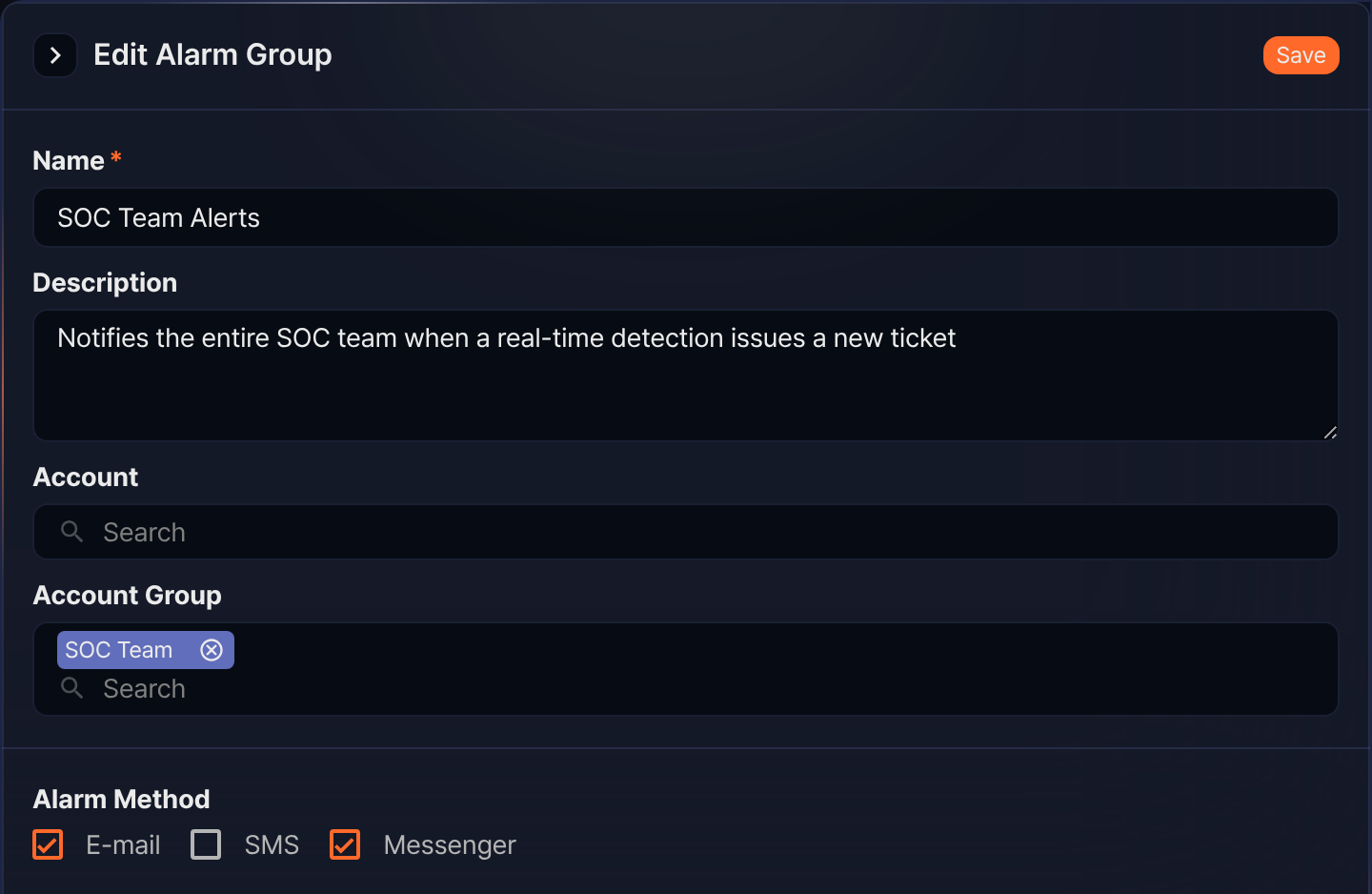 Edit an alarm group
