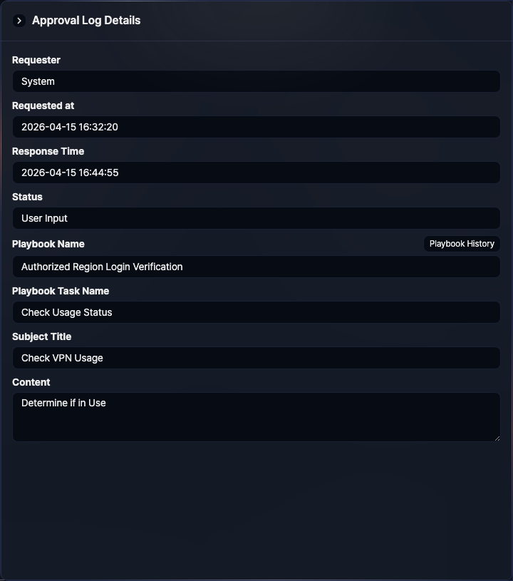 Approval Log details