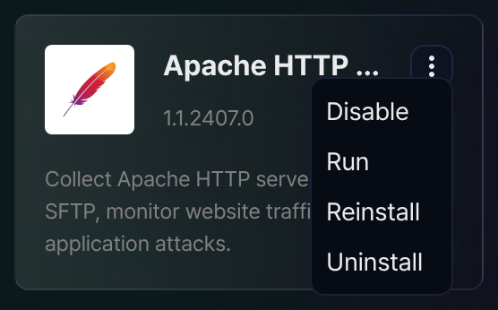 App card menu