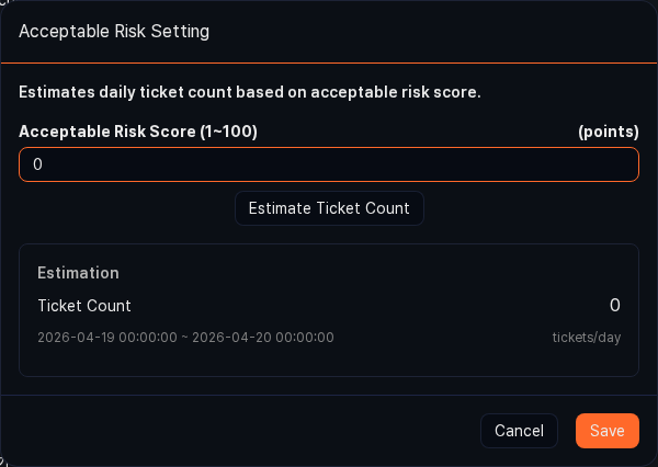 Batch rule acceptable risk settings
