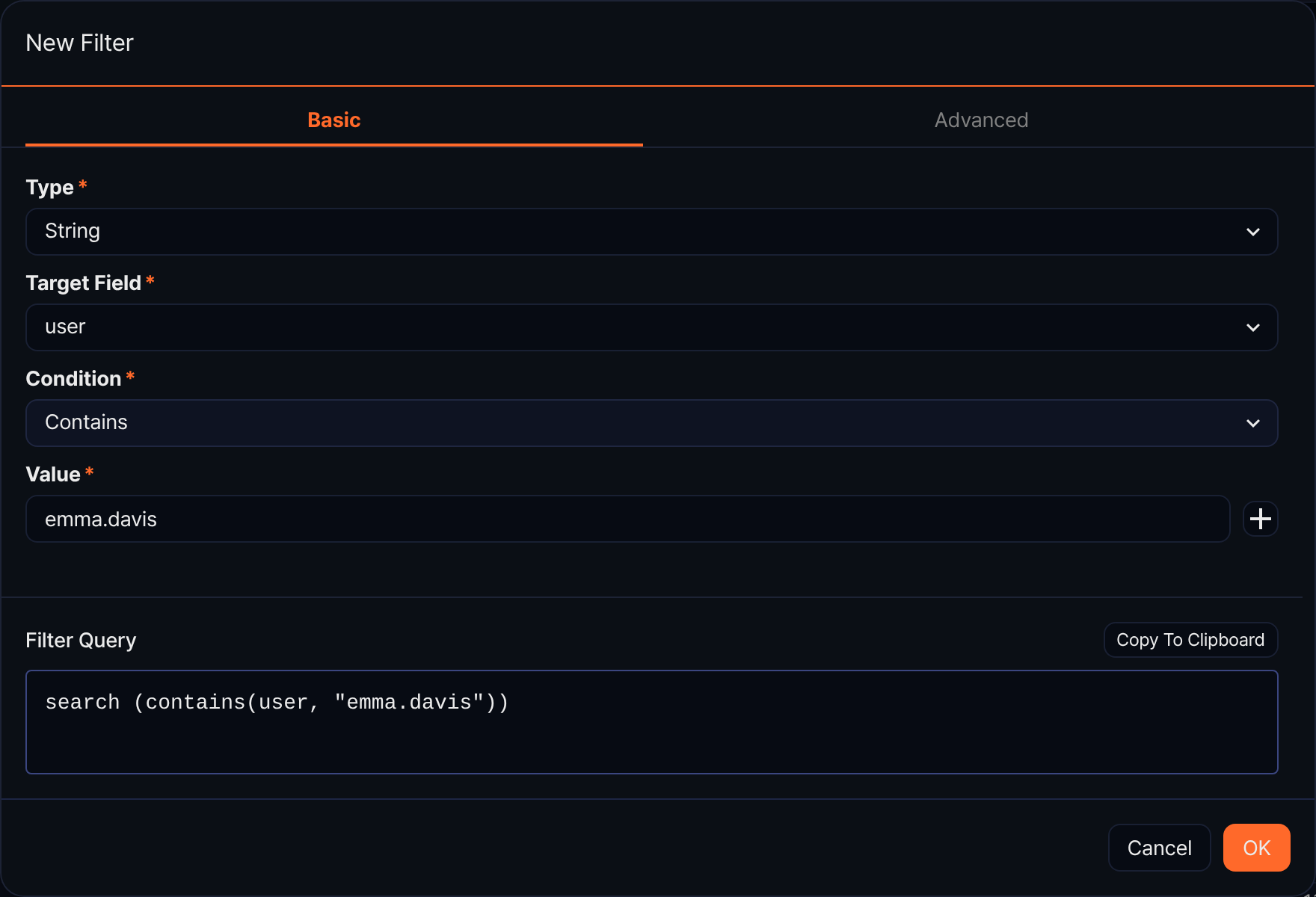 Add a filter condition to behavior profile data