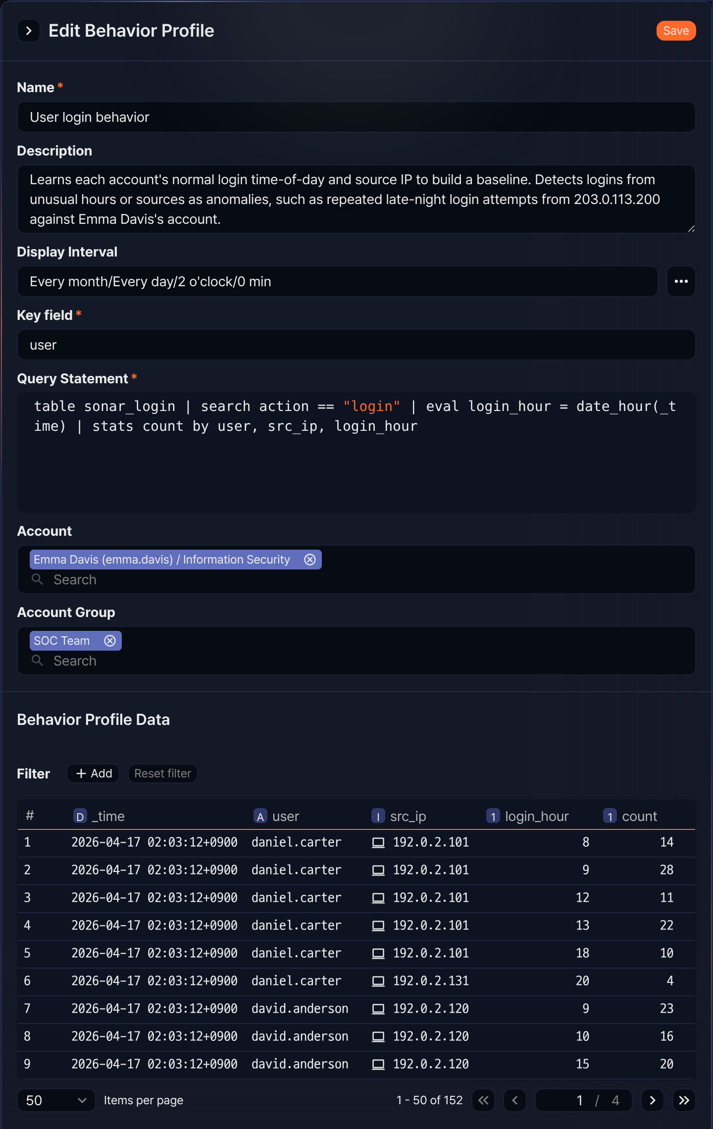 Edit a behavior profile